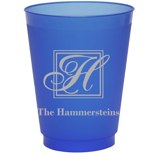 Pick Your Single Initial Monogram with Text Colored Shatterproof Cups